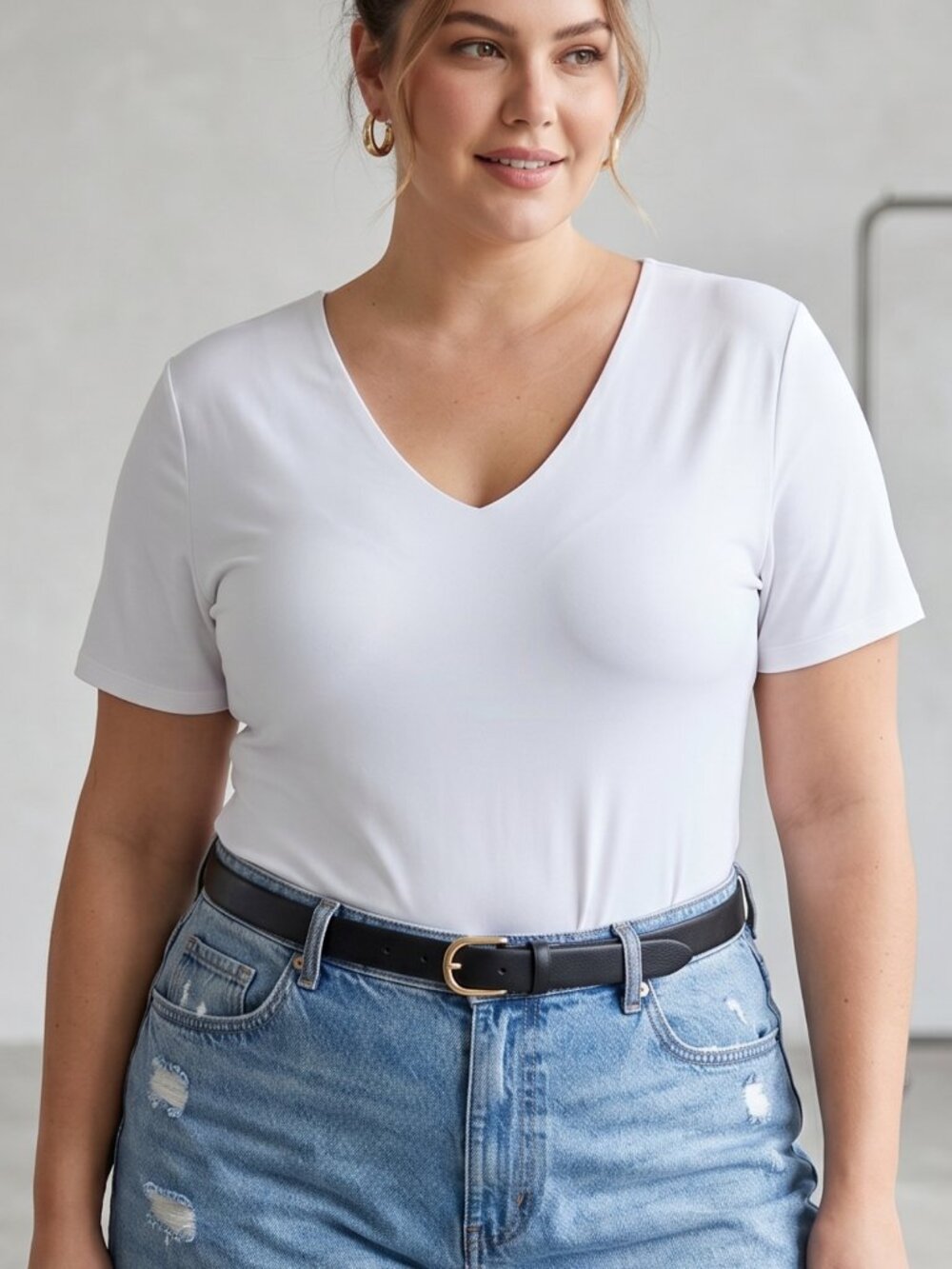 NWT | MANGOPOP V-Neck Bodysuit | Sculpting Active Basic | White | XXXL